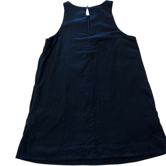 Abercrombie & Fitch Elegant High Neck Chic Linen Blend Mini Black Dress 📐MP - Picture 3 of 12